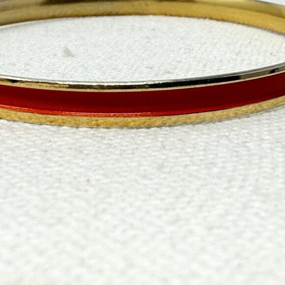 Napier Red‎ Enamel Bangle Bracelet Vintage Signed Gold-Tone Retro - Picture 4 of 6